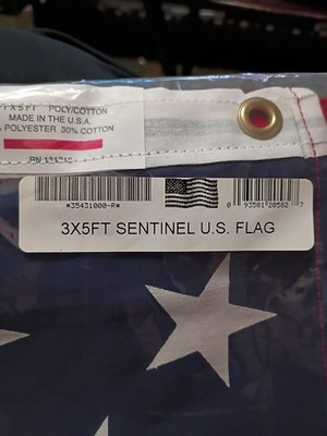 Sentinel US Flag 3 X 5 new in sealed package cotton poly blend