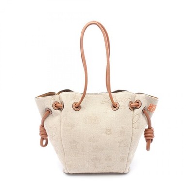 LOEWE Flamenco knot small Tote Bag 321.39.T31 canvas leather Beige Brown Used
