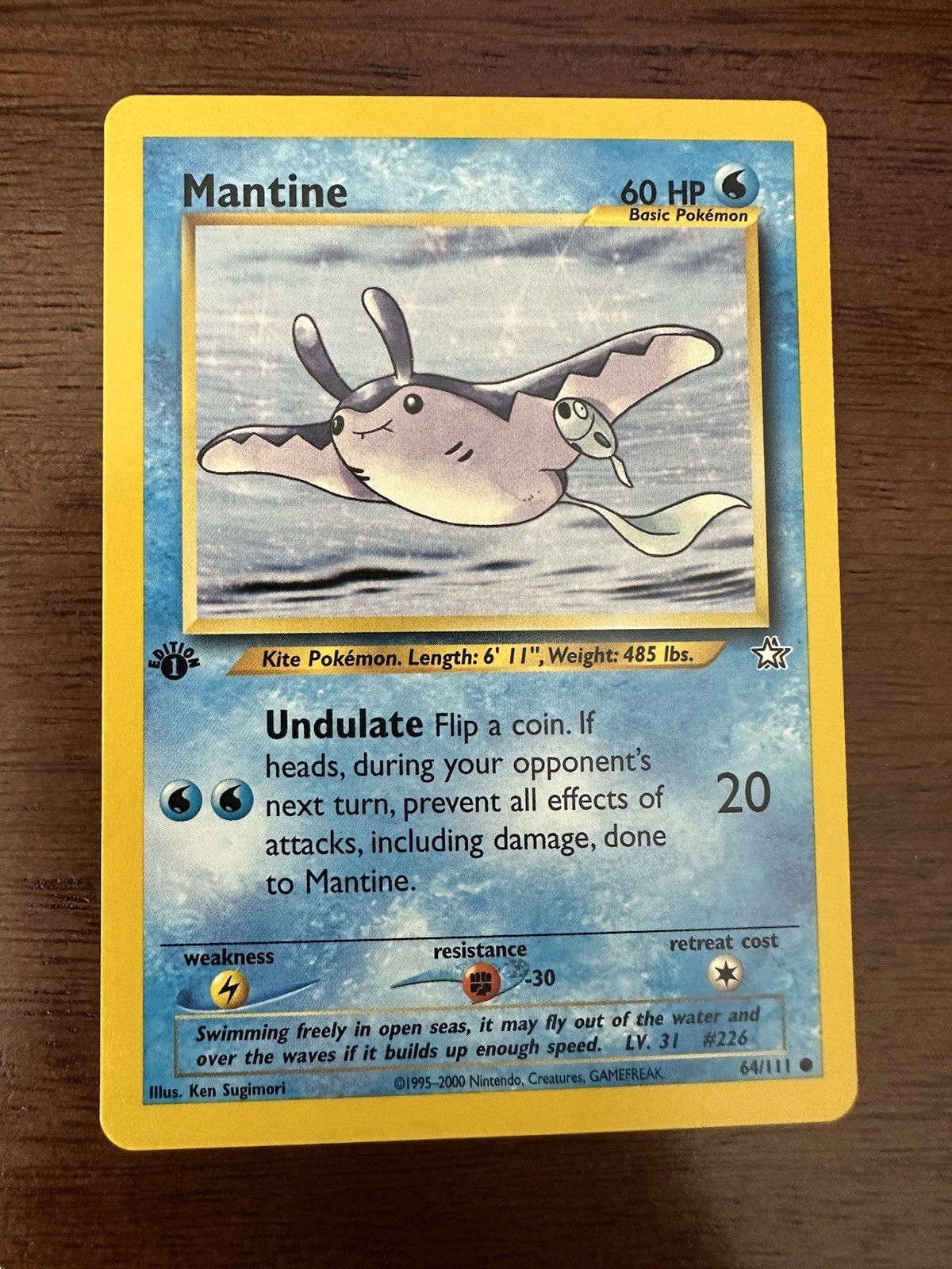 1st Edition Neo Genesis Mantine 64/111 Pokemon Card WOTC Vintage LP
