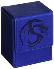 Deck Case Holds 80 Sleeved Cards Leatherette Blue Card Storage Box