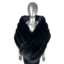 BLACK FOX Stole, Wrap, 70 L, Certified Vintage Fur w/Storage Bag