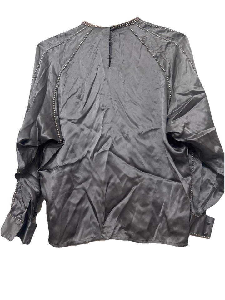 Blusa Parafernalia Coleccionable RARA Plata Seda con Cuentas. Talla 4 vintage  Foto 2 de 4