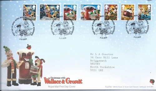 GB QEII 2010 Christmas Wallace & Grommit First Day Cover Tallents House