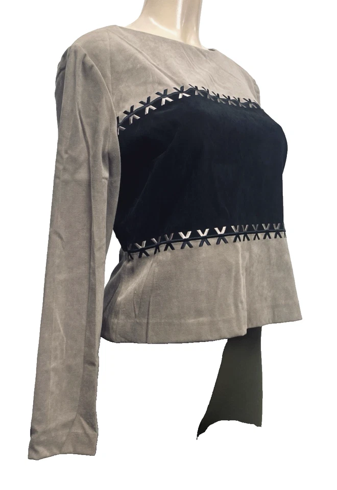 Positive Attitude Women's Blazer Jacket Long Sleeve Gray/Black Size 8 Foto 3 de 4