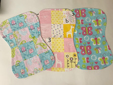 Handmade 3 pack baby burp cloths made of cotton flannel