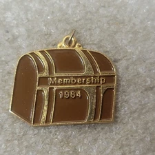 Membership 1984 Pinback Button Brown Enamel Membership Charm