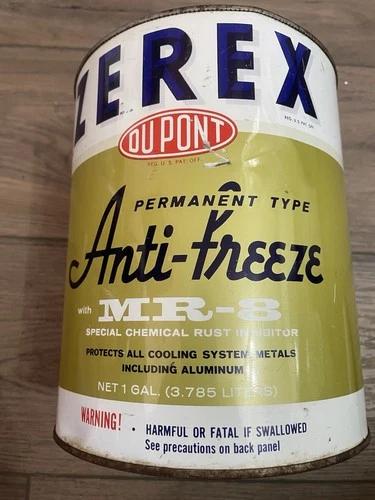 Vintage ZEREX Dupont Antifreeze MR-8  1 Gallon Advertising empty Metal Can