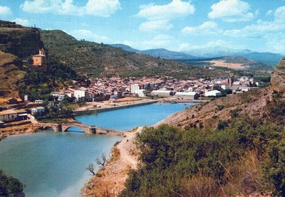 España Graus Vista del Pueblo Puente Románico Ésera #SBG751