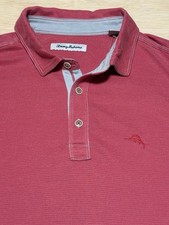 Tommy Bahama Polo Shirt Mens Large Pink Polyester Marlin Golf Short Sleeve