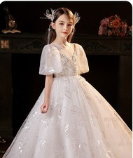 Kids Girl Ball Gown Long dress Butterfly Princess Show Party Wedding Frock 36551