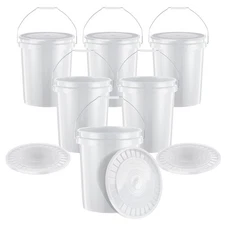 5-Gallon Heavy-Duty Buckets with Snap-On Lids, 6-Pack – BPA-Free, Food-Grade ...