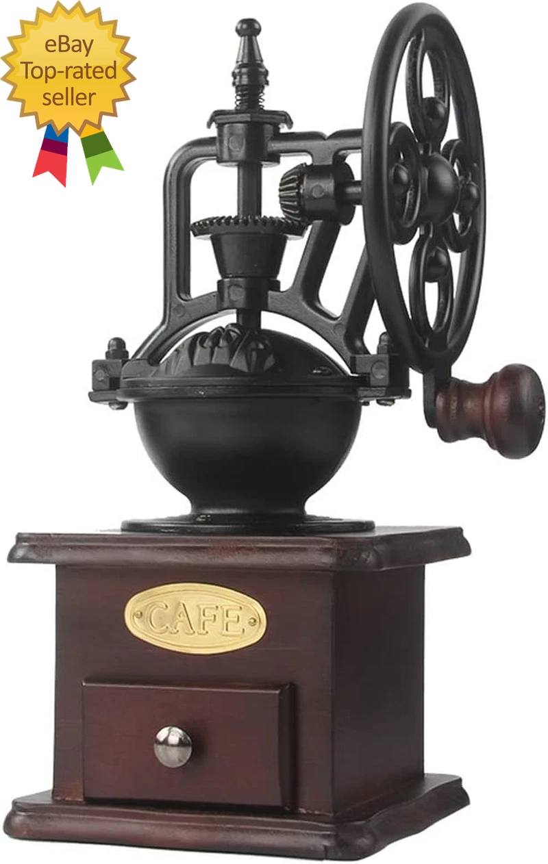 Manual Coffee Grinder Antique Cast Iron Hand Crank Coffee Mill with Grind Settin