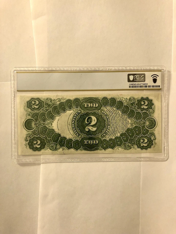 1917 Rare And Historical Two Dollar Large Banknote 63 Choice Unc. - Image 2 of 2