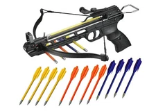 50lbs Self Cocking Hunting Pistol Crossbow with 17 Arrows Black 150FPS Cross Bow