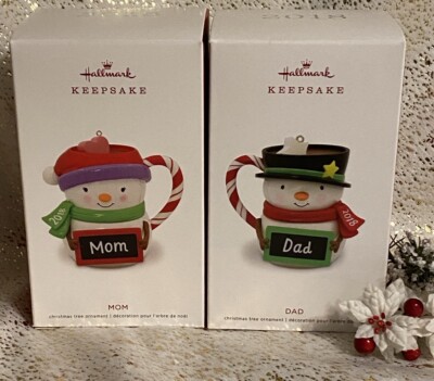 2018 Hallmark MOM DAD Ornament HOT COCOA Family Set of Mother
