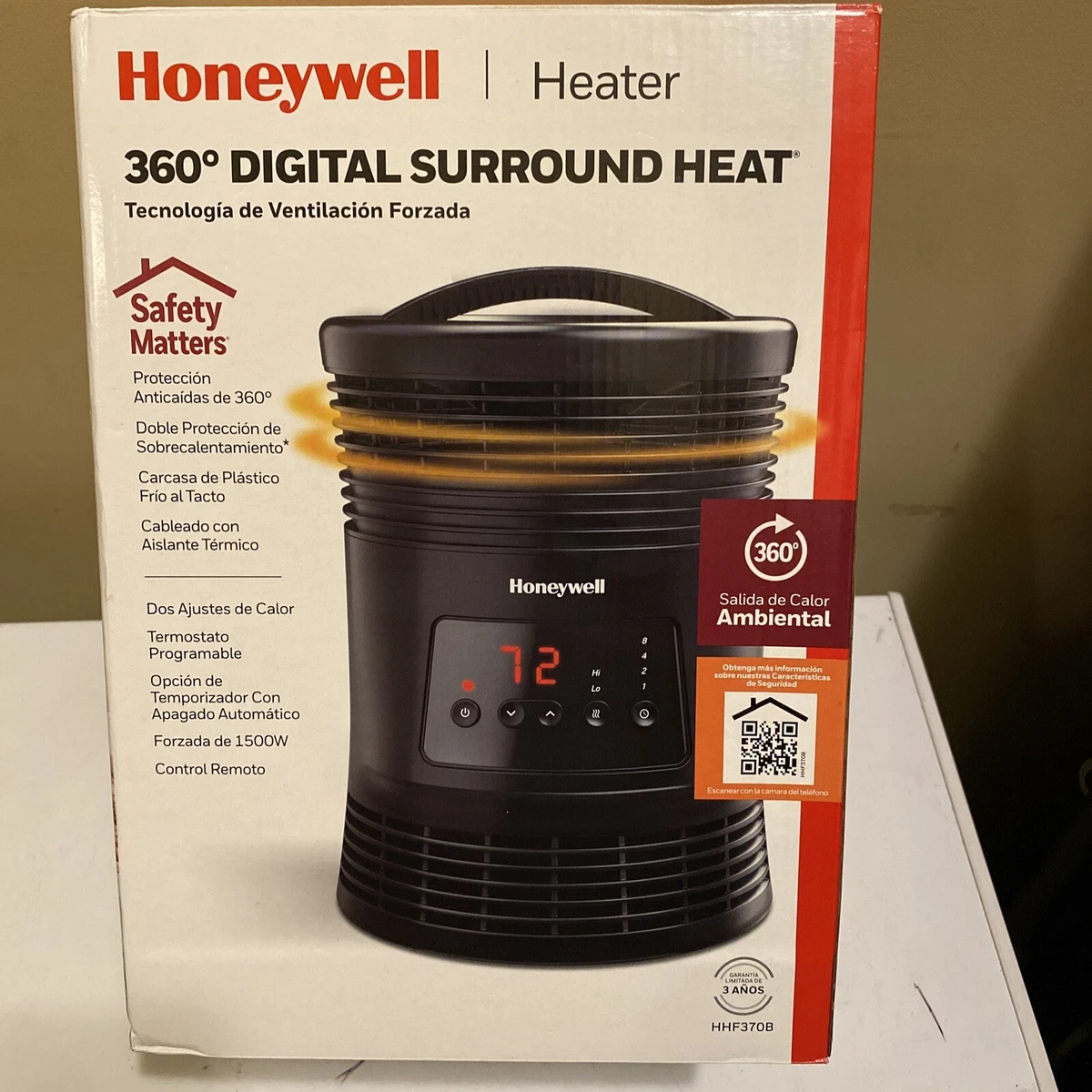Honeywell 360 Degree Surround Heat BLACK Space Heater Electric 1500W  Portable He 92926493608 | eBay