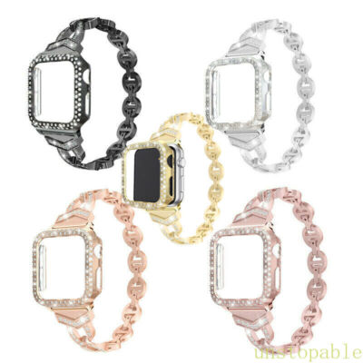 Bling iWatch Band+Case Diamond Strap For Apple Watch 11 10 9 8 7 6 5 4 SE 3 2 1