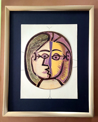 PABLO PICASSO BEAUTIFUL VINTAGE 1948 CERAMIC PRINT  FRAMED + BUY IT NOW!