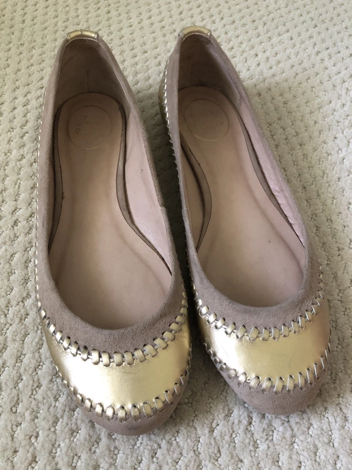 Zapatos planos Jack Rogers talla 9 gamuza dorado beige Foto 2 de 4