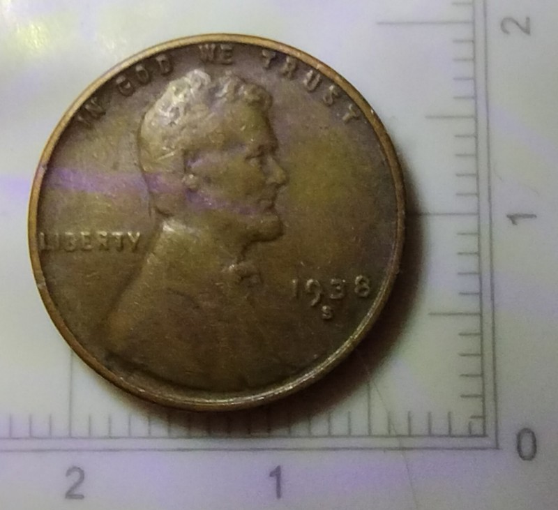 1938 S LINCOLN WHEAT PENNY CIRCULATED. "FS38"