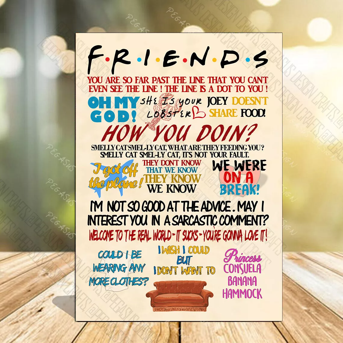 Friends TV Show Quotes Plaque,Friendship, Friends Gift, Birthday, Wooden  Plaque