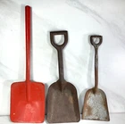 3 Vintage Children's Sand Shovels ~  1 likely Ohio Art red + 2 Pressed Steel
