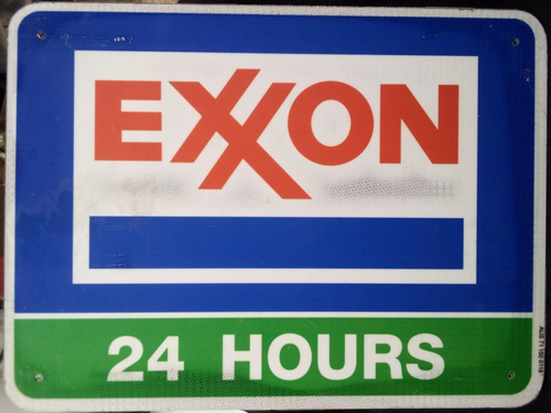 ADVERTISING HWY EXIT SIGN 18X24 BARN, MAN CAVE EXXON MOBIL GAS OIL 1B ...