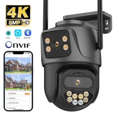 Externe WLAN Kamera Dual Objektiv 4K Außenbereich IP Auto Tracking Sicherheit schützen CCTV