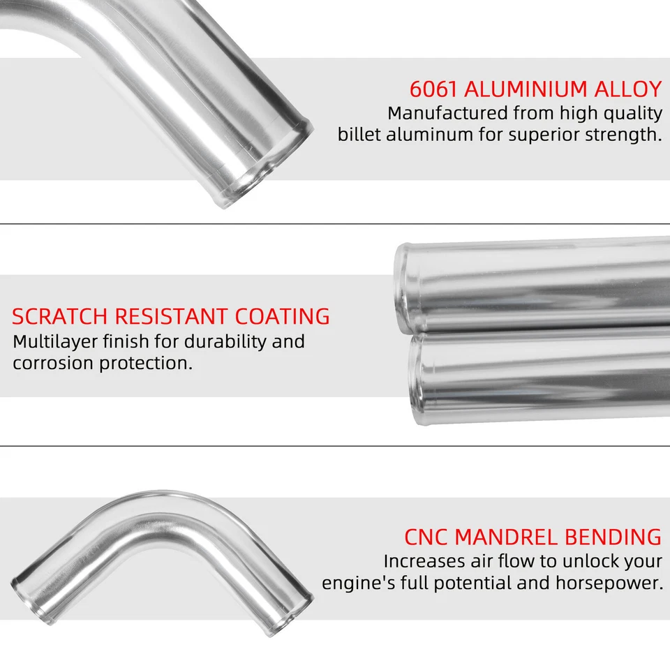 2.5" Universal Aluminum Turbo Intercooler Elbow Pipe Kit & Silicone Hose & Clamp - Image 4 of 4