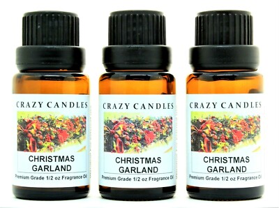 3 Christmas Garland 1/2oz Premium Grade Scented Fragrance Oil Crazy Candles