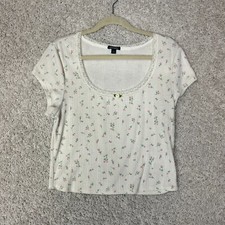 Womens Y2K 90s Short Sleeve Rosette Crop Top ...