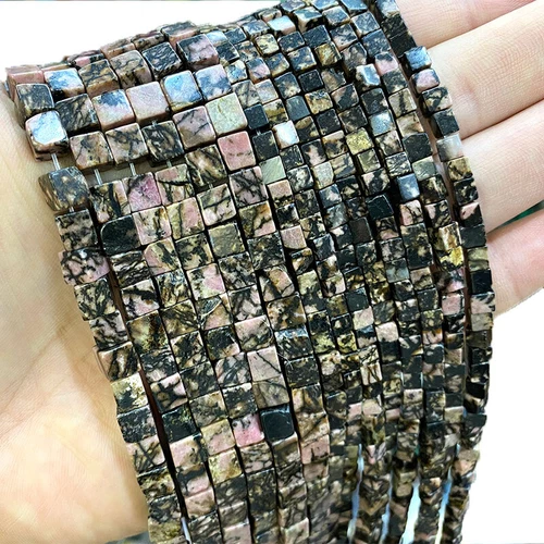 Natural 4/6/8mm Square Gemstone Loose Spacer Beads for Jewelry DIY Making 15.5'' - Bild 40 von 49
