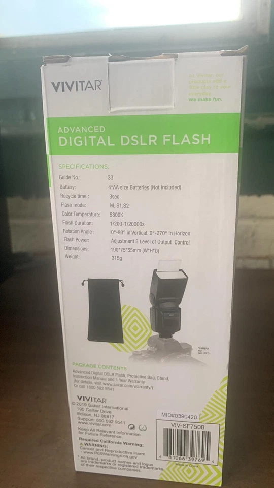 Vivitar Advanced Digital DSLR Flash for Digital Cameras VIV-SF7500 Nikon / canon - Image 2 of 4