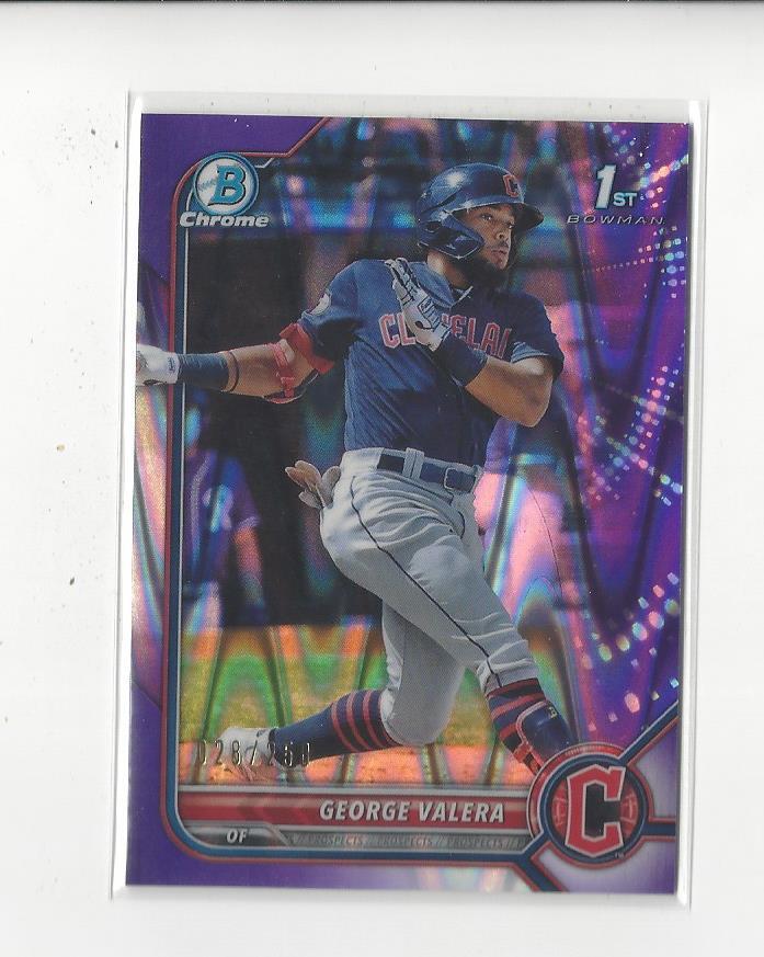 2022 Bowman Chrome Prospects Purple RayWave Refractor #BCP22 George Valera /250