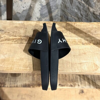 Givenchy Black White Logo Rubber Slide Sandals - size 5 US | eBay