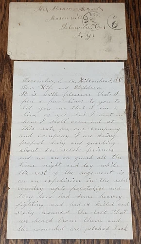Civil War Letter Hilton Head, S.C. Dec. 6, 1864 Abram Bogart 144th New York Inf.