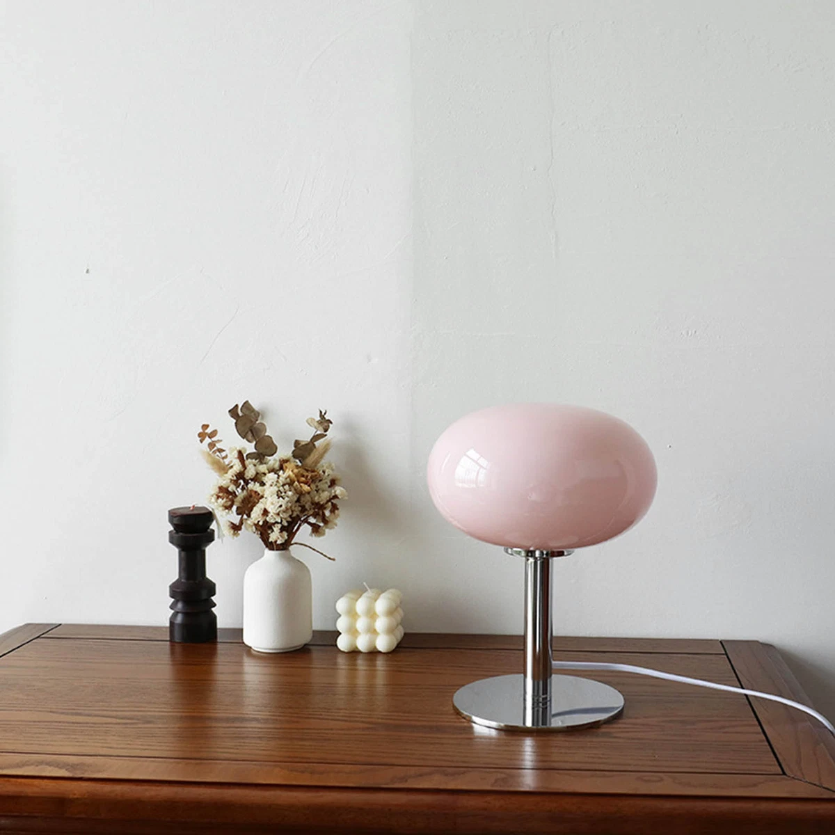 Pink Bedside Lamp Elegant 13.8 Inch Iron Base Bedside Lamp For
