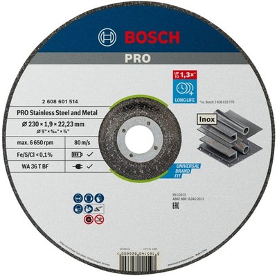 Bosch PRO Stainless Steel and Metal Trennscheibe, 230 x 1.9 x 22.23 mm, gekröpft