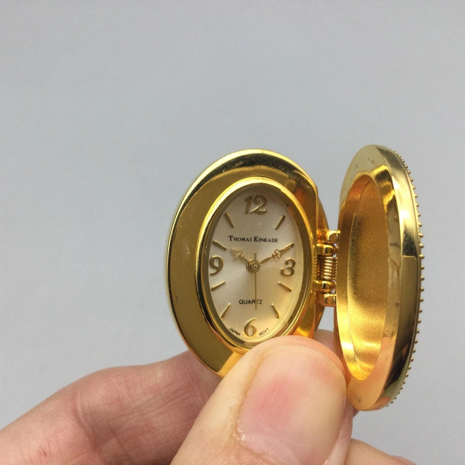 Thomas Kinkade Locket Watch Necklace Gold Tone with Chain New Battery - Image 2 of 4