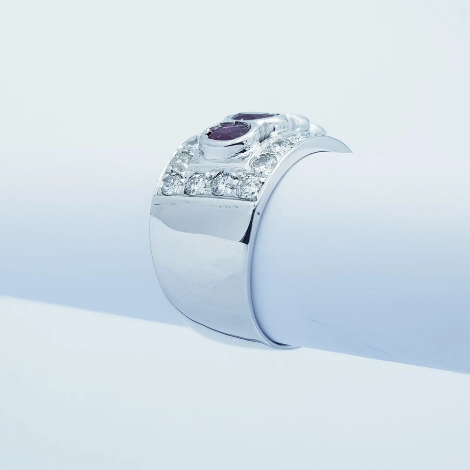 Anello in Oro 18kt con Rubini e Diamanti Certificati - Modello (Scalare) - Immagine 4 di 4