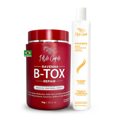 Ravenna Hair Treatment Kit- 1Kg/35.02 Oz B-Tox Hair Mask + 300Ml/10.1 Fl.Oz Anti