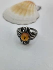 Vintage Amber Ring Size 8.5, sterling  silver 925
