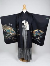 Japanese 753, 5y old Boy Black Haori, Hakama Full Set with Accessories