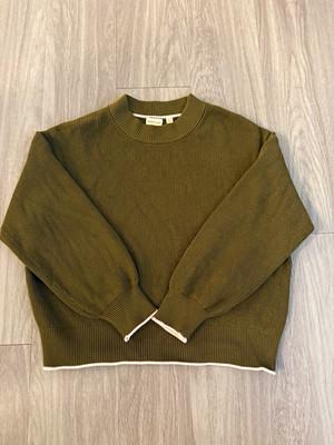 Scotch & Soda Green Rib-Knit Solid Crewneck Pullover Sweater Long Sleeve XL