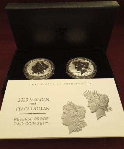 2023-S Reverse Proof $1 Morgan and Peace Silver Dollar Set   FREE SHIPPING