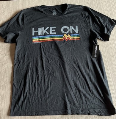 Merrell Graphic T-Shirt Men s 2XL Poly/Cotton Short Sleeve Hike On Black NWT