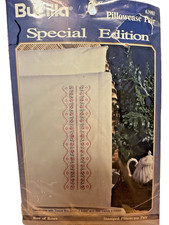 Bucilla 63981 Special Edition Row Of Roses Stamped Pillowcase Pair vtg 1993 NOS
