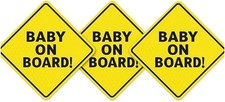 Reflective Magnetic Car Signs 5"x5" Bright Yellow HD Bumper Stickers 3-Pack,