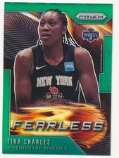 TINA CHARLES 2020 PANINI PRIZM GREEN WNBA FEARLESS #15 MYSTICS BASKETBALL MINT