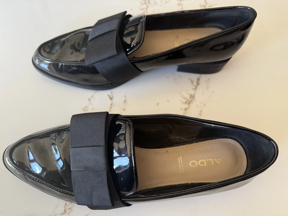 ALDO  Woman’s Hairalle  Square Toe Bow Patent Leather Loafers Size 7 - Image 2 of 4